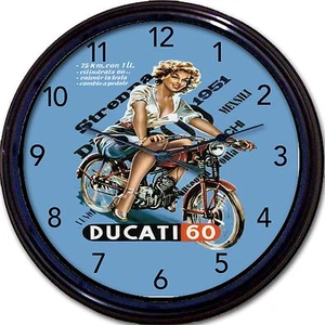"Reloj de pared para motocicleta Ducati 60 helicóptero cerdo motociclista fácil piloto Italia garaje 10" - Imagen 1 de 1