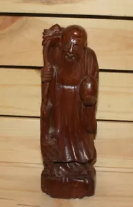 Vintage Asian hand carving wood statuette Confucius - Picture 1 of 8