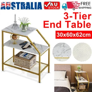 3-Tier End Table W/ Storage Trapezoid Style Modern Home Decor Gift AU - Picture 1 of 8