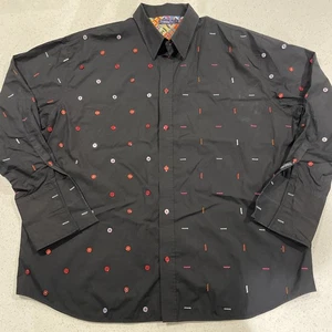 VINTAGE MENS COOGI COTTON BUTTON FRENCH CUFF BLACK SHIRT 4XL - Picture 1 of 6