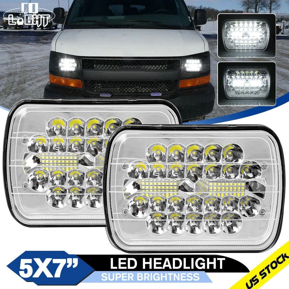 Par de faros LED alto/bajo punto para camioneta de carga Chevy Express 1500 2500 3500 7x6 5x7 Foto 1 de 4