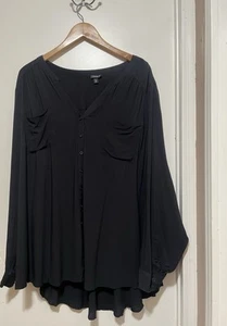 Torrid Lizzie Rayon Twill Button-Up Long Sleeve Shirt Size 4X Black - Picture 1 of 8