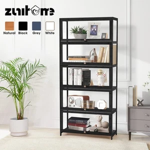 ZUNI 5-Tier Display Cabinet Storage Stand Rack White/Natural/Grey/Black - Picture 1 of 56