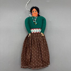Muñeca india navajo nativa americana de colección hecha a mano muñeca de tela con cuentas arte popular - Imagen 1 de 8