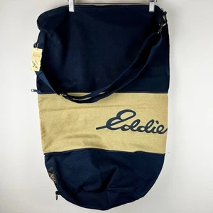 NOS VTG Eddie Bauer navy blue / tan convertible canvas duffel bag 28 x 19 x 12 - Picture 1 of 8