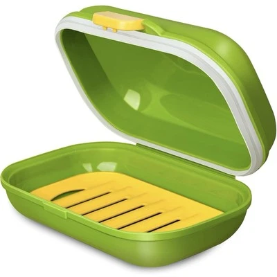 Зеленый герметичный дорожный чехол для мыла с крышкой, дренажный держатель для душа тренажерного зала упаковка 2 шт. - Изображение 1 из 4