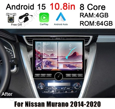 For Nissan Murano 2014-2020 Android 15 Car Stereo Radio 10.8" GPS Carplay 64GB - Image 1 of 4