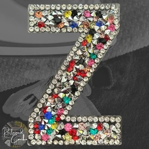 Letter Z Multicolor Rhinestone Iron On Patch Applique Embellishment - Picture 1 of 2