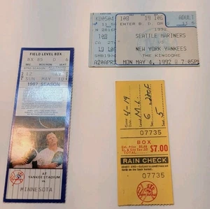 Seattle Mariners vs New York Yankees May 4, 1992, More - Tickets Stubs Lot of 3 - Picture 1 of 17