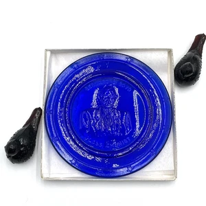 Bernard Boyd lotto 1 piatto chimico vetro blu 5" e 2 colombe firmate Boyd Wilkerson - Foto 1 di 15