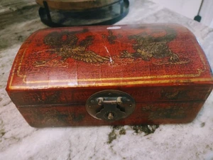 Vintage Erotic Japanese Couple Wooden Jewelry Trinket Box Very Old - Picture 1 of 24