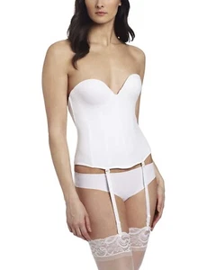 CARNIVAL 306 INVISIBLE SILHOUETTE MAKER LOW BACK STRAPLESS BUSTIER IN WHITE - Picture 1 of 5