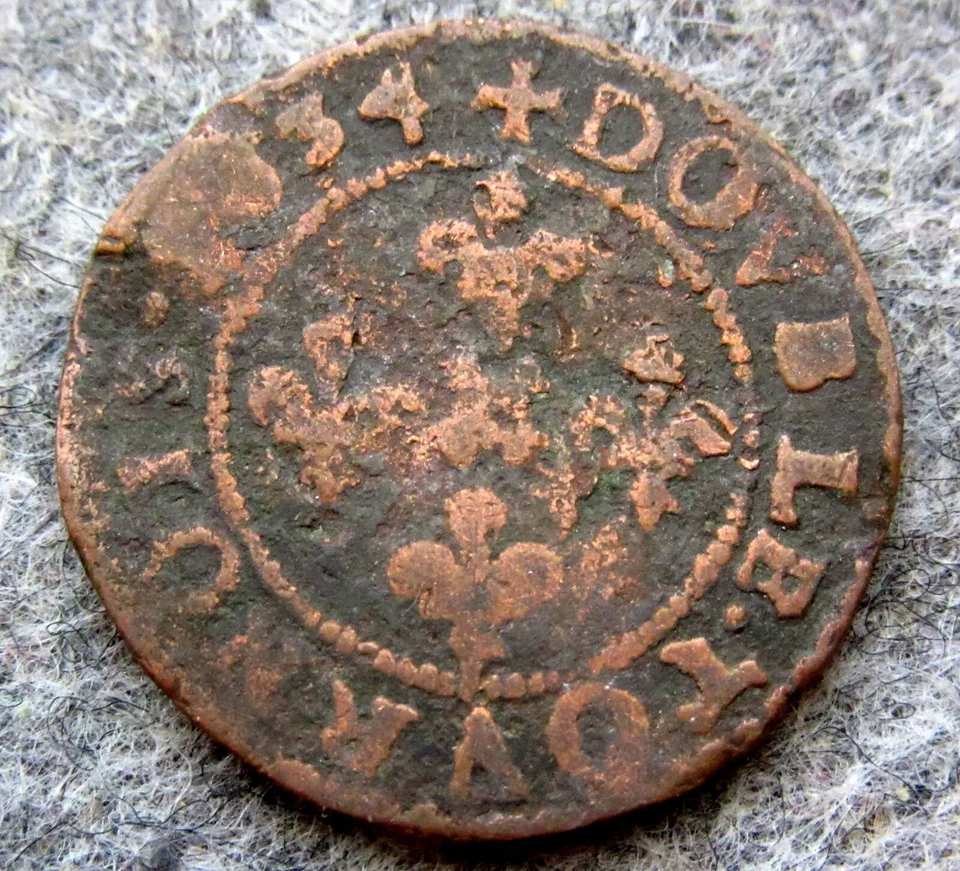 German states Löwenstein Wertheim Rochefort 1634 DOUBLE TOURNOIS 2 DENIER COPPER - Image 1 of 4