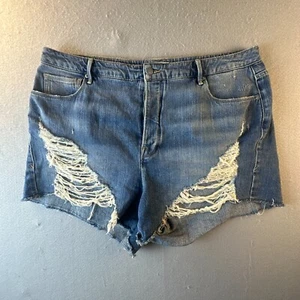Good American Shorts Damen 16 blau Jeans Denim Bombshell Cutoffs hoher Bund - Bild 1 von 7