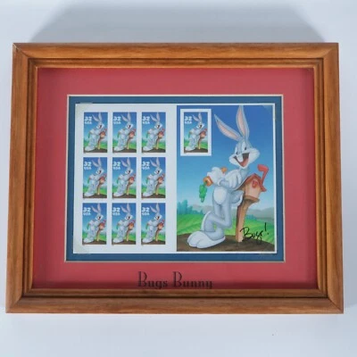 Looney Tunes Bugs Bunny Framed Stamps With Post Ccard Matted and Framed 1997 MNH - Image 1 of 3