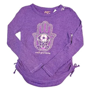 Justice collection girls purple "create good Karma" size 12 long-sleeved shirt - Picture 1 of 14