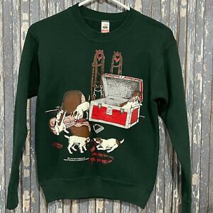 Vintage 1995 Christmas Sweater Fruit of the Loom Youth Size 14-16 Green
