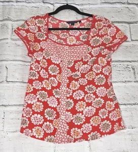 Boden Dark Pink Flower Print Women's Size 10 Short-sleeved Shirt Casual  - Picture 1 of 5