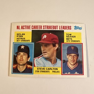 1984 Topps Baseball Strikeout Leaders Nolan Ryan Carlton Seaver #707