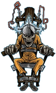 LETHAL THREAT "RIDE THE LIGHTNING ELECTRIC CHAIR" MINI STICKER - DECAL - Bild 1 von 2