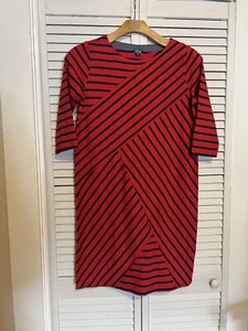 IZOD Women’s Size Small S Dress Shift 3/4 Sleeve Knee Length Striped Oversized - Picture 1 of 8