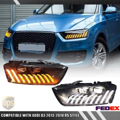 Conjunto de faros proyectores LED DRL secuenciales estilo RS para AUDI Q3 2013-2018 Foto 1 de 4