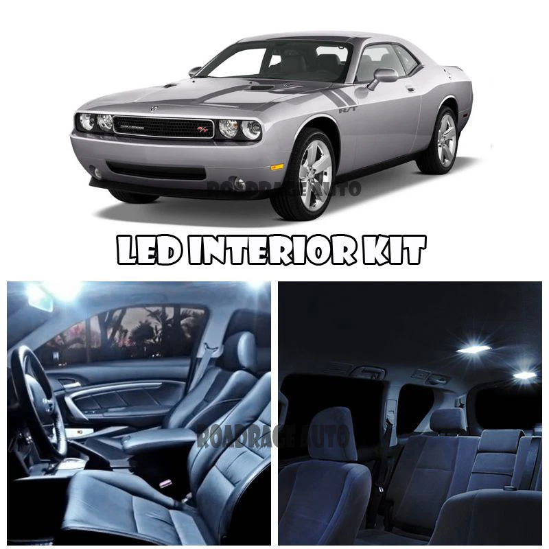 For 2008-2014 Dodge Challenger White LED Light Bulbs Interior Full Kit - Image 1 of 1