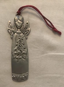 Vintage Pewter Angel Ornament Holding Christmas Tree 2001 - Picture 1 of 3