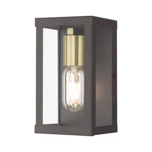 Livex Gaffney 1 Light Outdoor Small Wall Lantern, Bronze/Gold/Clear - 28031-07 - Picture 1 of 1