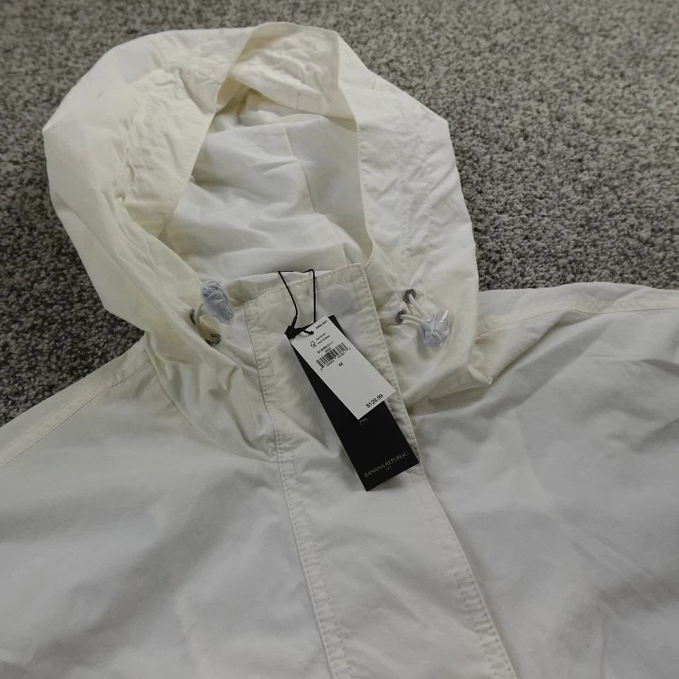 NUEVA Chaqueta Banana Republic Mujer M Blanca Resistente al Agua Cortavientos Abrigo de Lluvia Foto 1 de 4
