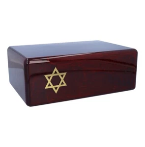 Wooden Jewish urn for ashes Urn with Star of David  Dignified memorial for ashes - Picture 1 of 9