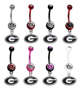 Georgia Bulldogs College Belly Button Navel Ring - Pick Your Color - BRAND NEW - Picture 1 of 1