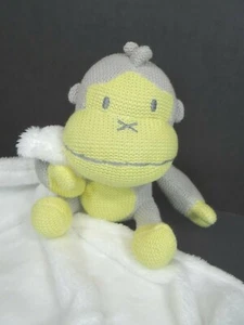 Baby Bum Gray Yellow Knit Monkey Plush With Blanket Lovey Security 5" - Picture 1 of 5