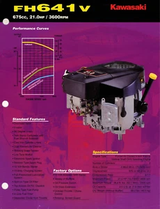 Folleto de ventas de concesionarios Kawasaki genuino/hoja de especificaciones del producto motor V FH641V doble - Imagen 1 de 2