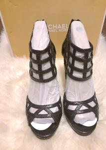 Michael Kors Trinity Platform Embossed Leather Black Size 9.5 - Picture 1 of 5