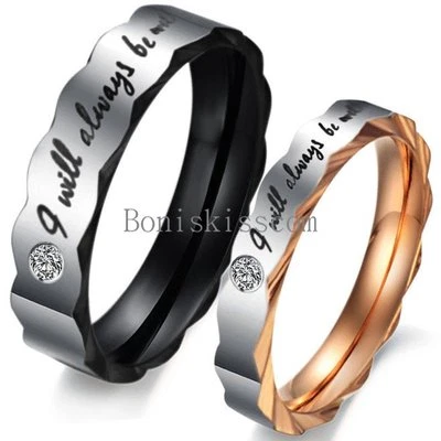 " I Will Always Be with You " Couples Love Engagement Promise Ring Wedding Band - Image 1 of 4