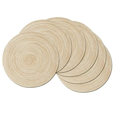 Braided Round Placemats Set of 6 Woven Washable Non-Slip Table Mats for Kitchen - Image 1 of 4