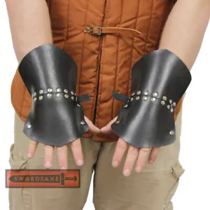 Medium Guanteletes Guerrero Templario Medieval Cuero Caballero Armadura LARP Cosplay SCA - Imagen 1 de 3
