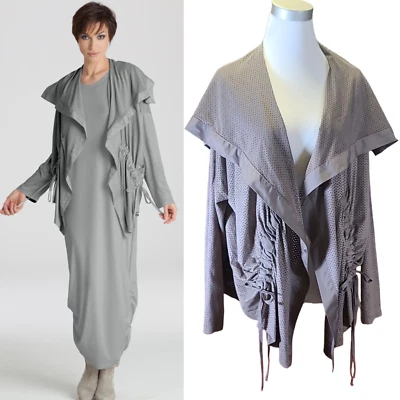 $336 LikeNew PLANET от LAUREN G один размер OSFA серый замшевый шнурок куртка - Изображение 1 из 4