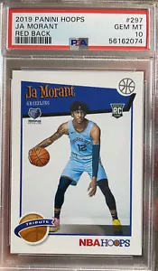 Rare Red Backs 2019 Panini NBA Hoops Rookie JA Morant RC Gem Mint 10 PSA - Picture 1 of 4