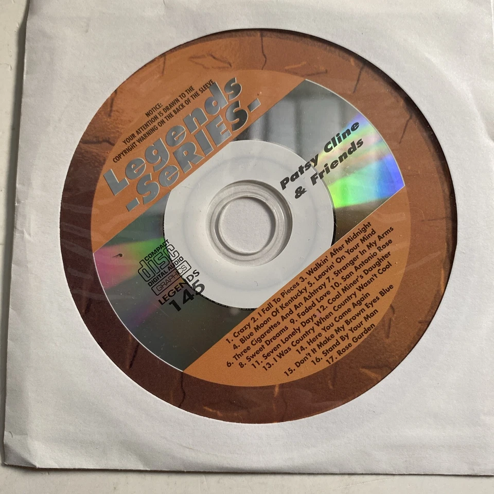 LEGENDS SERIES KARAOKE CD+G Vol-145 PATSY CLINE & FRIENDS,SWEET DREAMS DISC ONLY - Image 1 of 1
