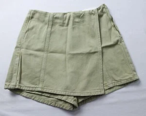 Stradivarius Women's High Rise Faux Wrap Mini Denim Skort LB3 Light Green Size 4 - Picture 1 of 3