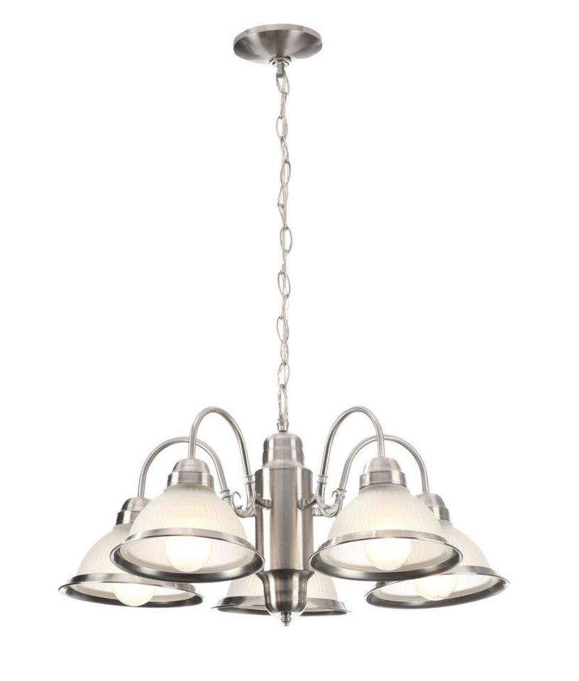 Hampton Bay 5-light Chandelier Halophane Pendant Brushed Nickel Rs1951209