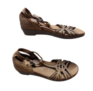 Bueno Tan Soft Leather Open toe Comfort Low Wedge Sandals size Au 7/Eu38 - Picture 1 of 8