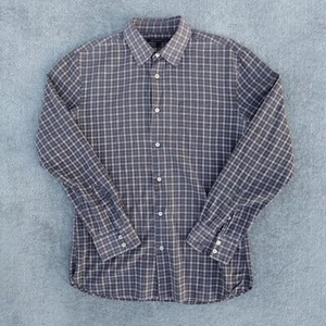Camicia John Varvatos USA uomo M nera rossa tartan a quadri con bottoni manica lunga - Foto 1 di 9