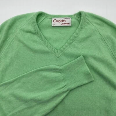 Cashmist Puritan Mint Green V-Neck Sweater Classic Preppy Pullover Knit XL - Image 1 of 4