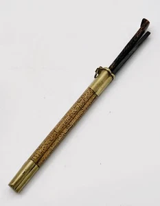 Antiguo juego chino de comer piel de rayo peludo cuerno palillos cuchillo Trousse Tibet - Imagen 1 de 17