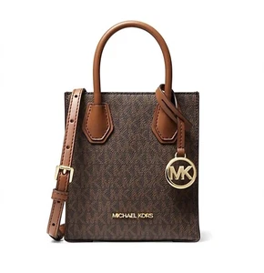 Michael Kors Mercer XS Shopper Leder Umhängetasche 298 $ Braun Signature - Bild 1 von 3