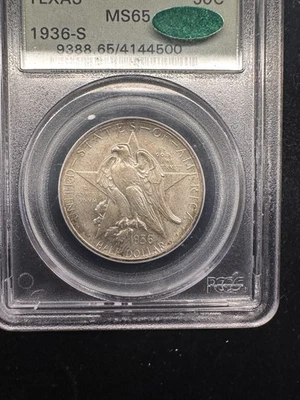 1936 S TEXAS COMMEMORATIVE HALF DOLLAR, PCGS MS 66, APPROVED BY CAC, NICE COIN - Image 1 of 4