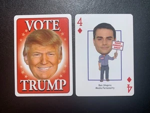 Swap Playing Card VOTE TRUMP Ben Shapiro FOUR OF DIAMONDS - Picture 1 of 2
